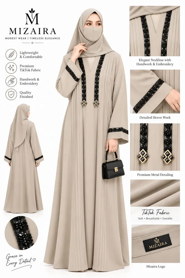 Beige_Tik_Tok_Pleated_Embroidered_Abaya_For_Women