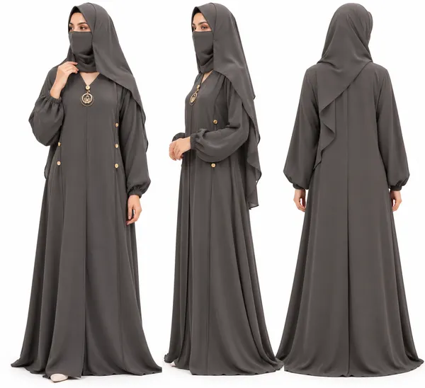 Grey_Nida_Loose_Abaya_And_Niqab_Set_For_Women