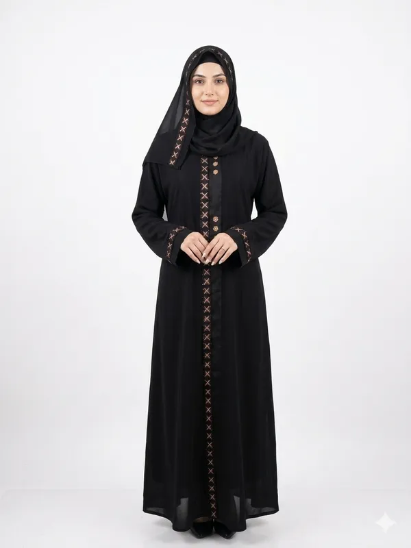 Black_Tik_Tok_Embroidered_Abaya_Set_With_Dupatta_For_Women