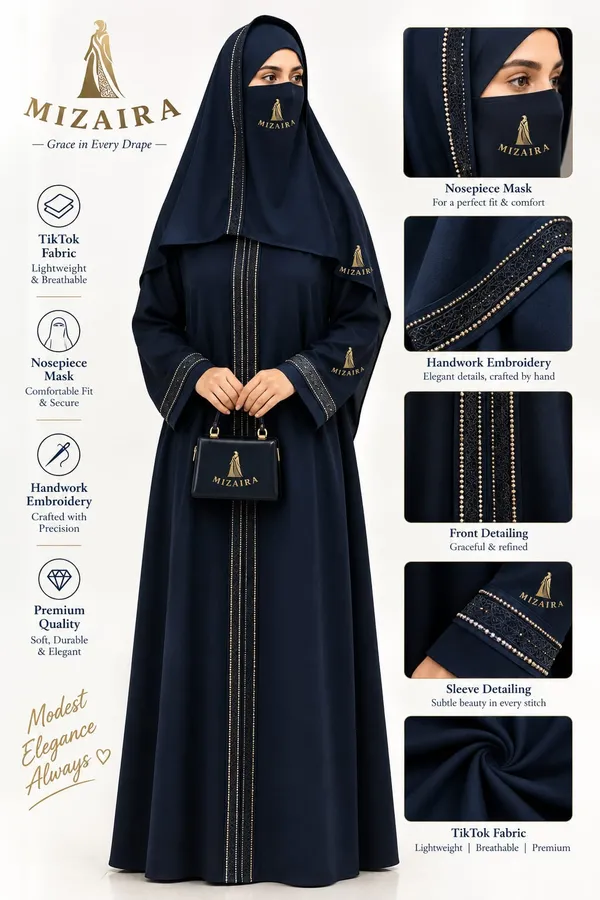 Navy_Tik_Tok_Embroidered_Abaya_With_Niqab_For_Women