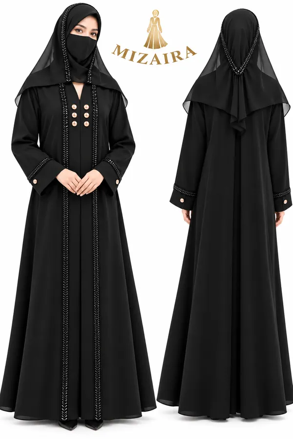 Black_Tik_Tok_Hooded_Beaded_Abaya_For_Women