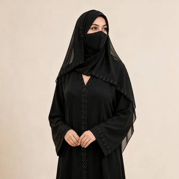 Black_Tik_Tok_Embroidered_Abaya_With_Niqab_For_Women