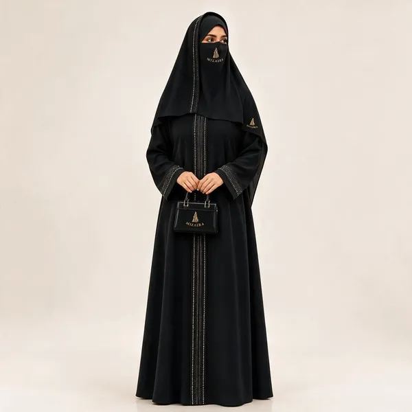 Black_Tik_Tok_Embroidered_Abaya_With_Nosepiece_Mask_For_Women