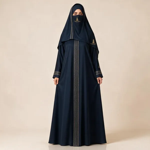 Navy_Tik_Tok_Embroidered_Abaya_With_Niqab_For_Women
