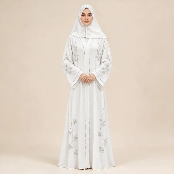 White_Tik_Tok_Floral_Embroidered_Abaya_For_Women