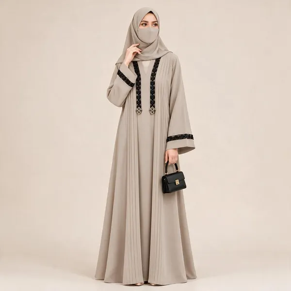 Beige_Tik_Tok_Pleated_Embroidered_Abaya_For_Women