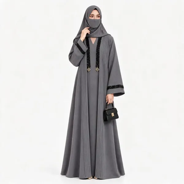 Grey_Tik_Tok_Pleated_Embroidered_Abaya_Set_For_Women