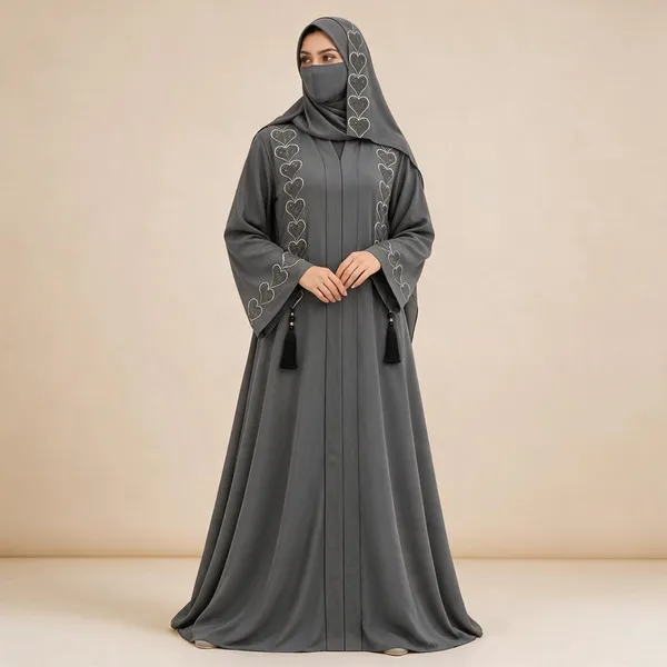Grey_Nida_Flowing_Embroidered_Abaya_For_Women