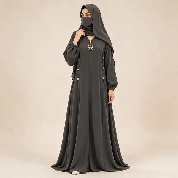 Grey_Nida_Loose_Abaya_And_Niqab_Set_For_Women