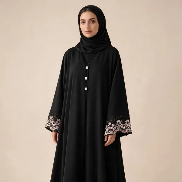 Black_Nida_Flared_Embroidered_Abaya_For_Women