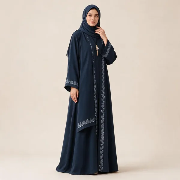Navy_Nida_Relaxed_Silver_Embroidered_Abaya_For_Women