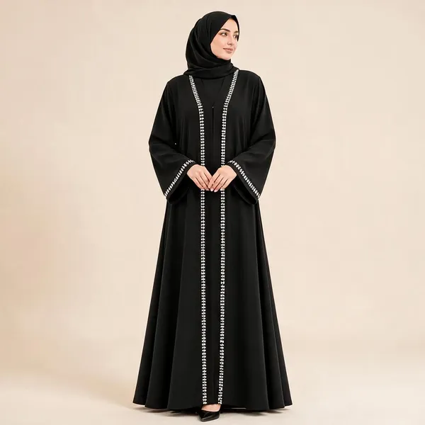 Black_Nida_Flowing_Beaded_Embellished_Abaya_For_Women