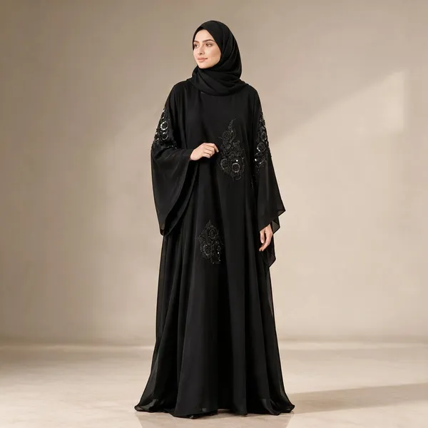 Black_Nida_Flowing_Embroidered_Kaftan_For_Women