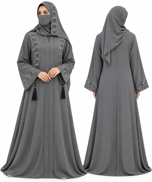 Grey_Nida_Flowing_Embroidered_Abaya_For_Women