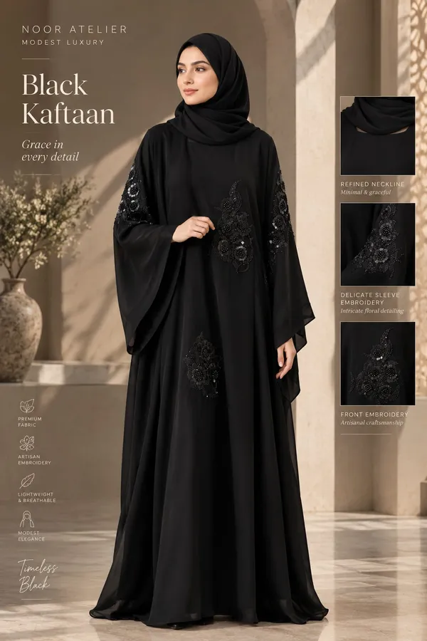 Black_Nida_Flowing_Embroidered_Kaftan_For_Women