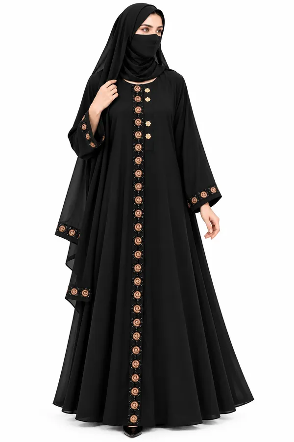 Black_Tik_Tok_Flared_Embroidered_Abaya_Set_For_Women