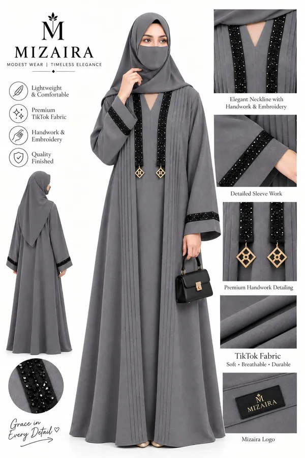 Grey_Tik_Tok_Pleated_Embroidered_Abaya_Set_For_Women