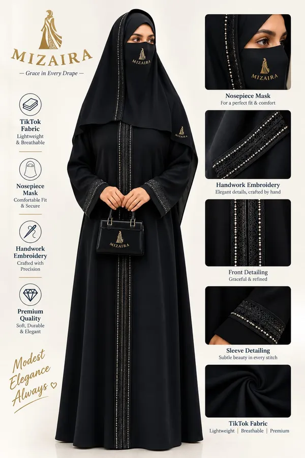 Black_Tik_Tok_Embroidered_Abaya_With_Nosepiece_Mask_For_Women