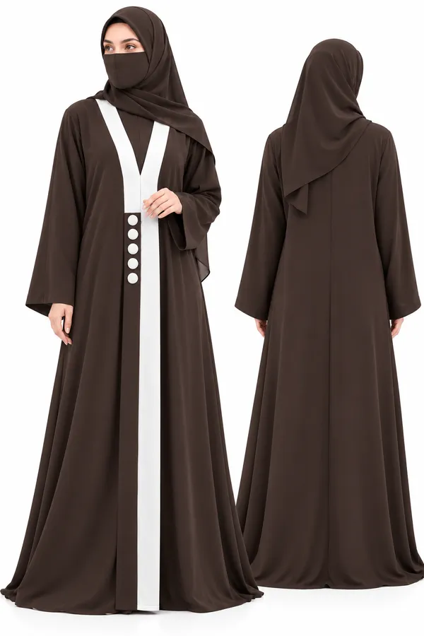 Brown_Nida_Flowing_Embroidered_Abaya_For_Women