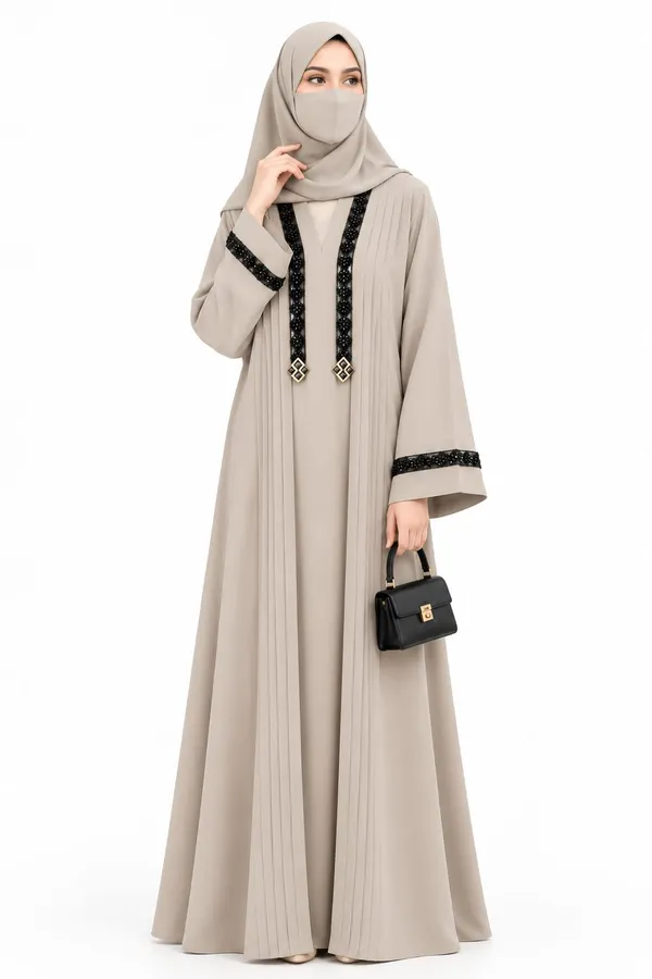 Beige_Tik_Tok_Pleated_Embroidered_Abaya_For_Women