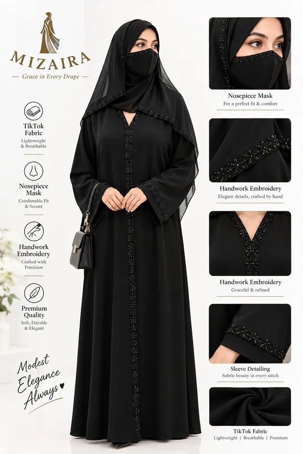 Black_Tik_Tok_Embroidered_Abaya_With_Niqab_For_Women