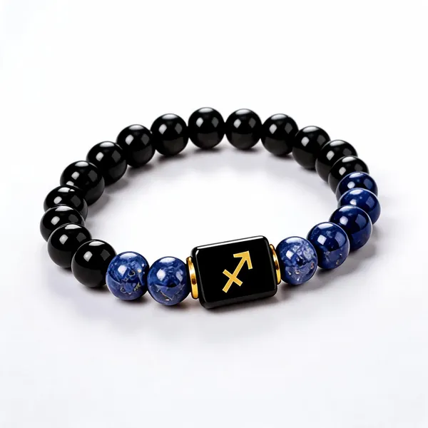 Black_Blue_Beaded_Sagittarius_Zodiac_Bracelet_For_Unisex