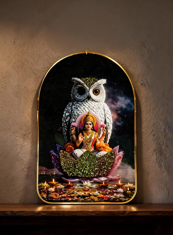 Pyrite_Lakshmi_Owl_Devotional_Wall_Frame