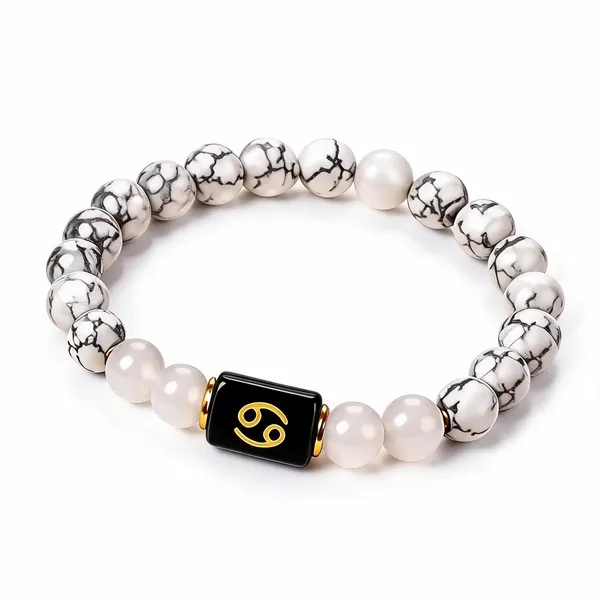 White_Beaded_Cancer_Zodiac_Bracelet_For_Unisex