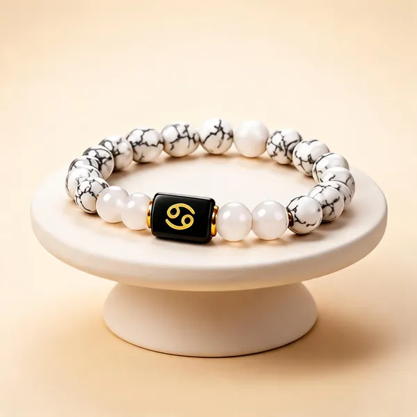 White_Beaded_Cancer_Zodiac_Bracelet_For_Unisex