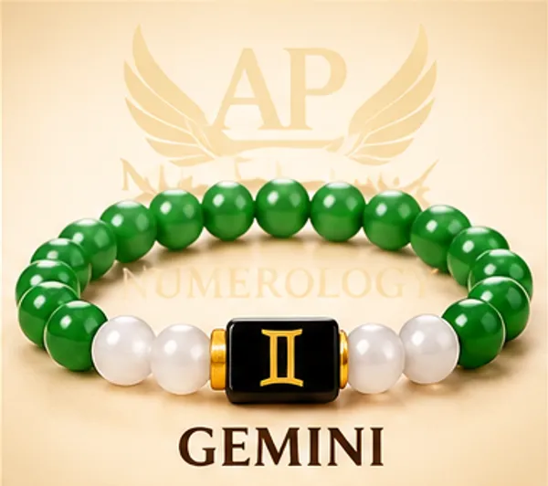 Green_White_Beaded_Gemini_Zodiac_Bracelet_For_Unisex