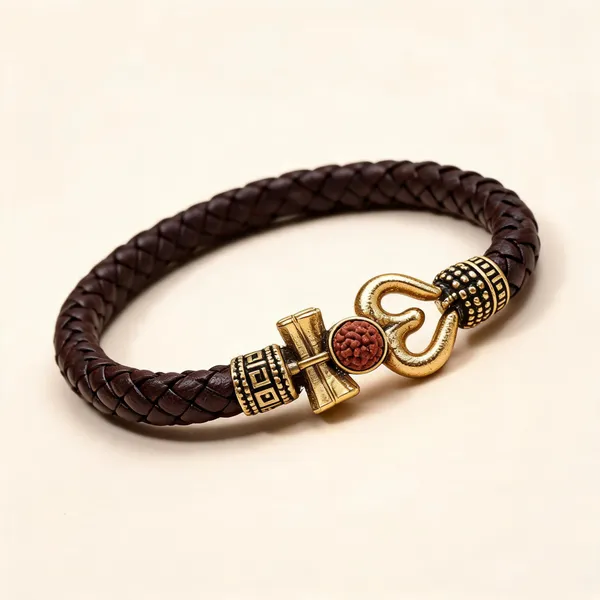 Black_Brown_Leather_Braided_Rudraksha_Kada_For_Men