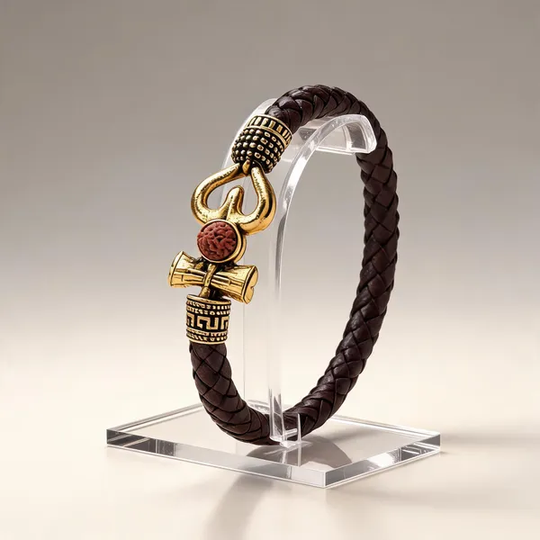 Black_Brown_Leather_Braided_Rudraksha_Kada_For_Men