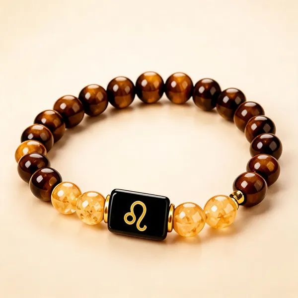 Brown_Beaded_Leo_Zodiac_Bracelet_For_Unisex