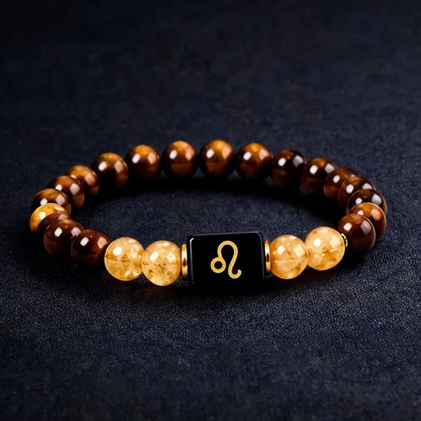 Brown_Beaded_Leo_Zodiac_Bracelet_For_Unisex