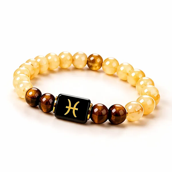 Yellow_Brown_Citrine_Tiger_Eye_Pisces_Zodiac_Bracelet_For_Unisex