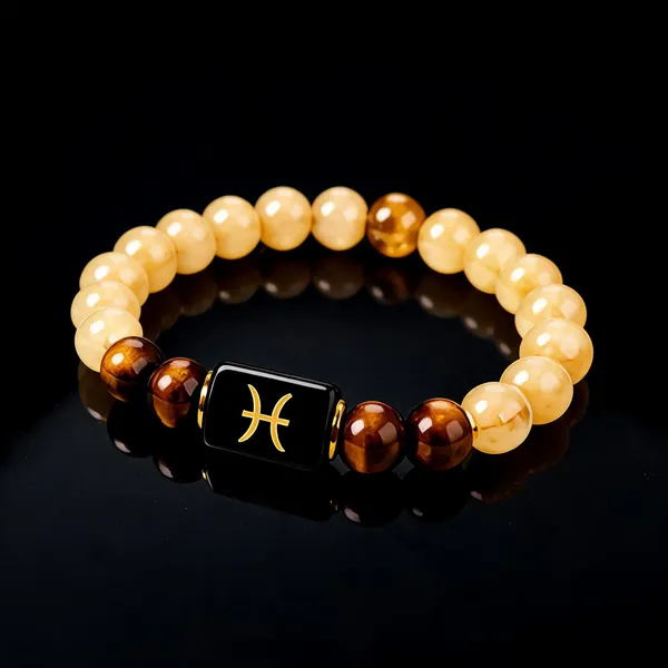 Yellow_Brown_Citrine_Tiger_Eye_Pisces_Zodiac_Bracelet_For_Unisex