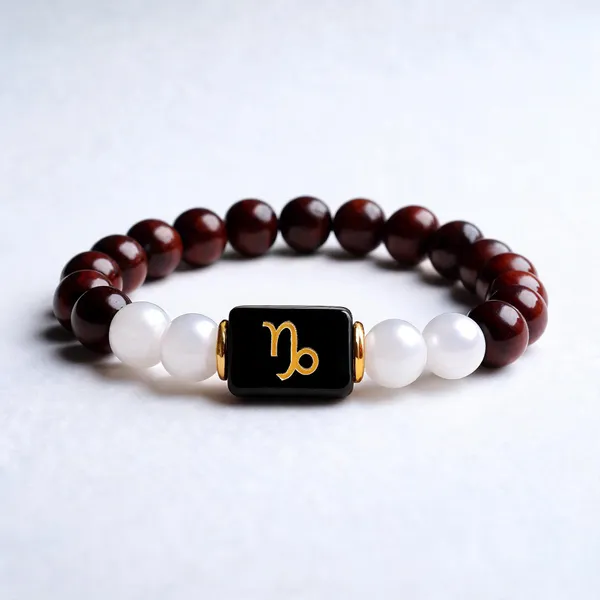 Black_Brown_Beaded_Capricorn_Zodiac_Bracelet_For_Unisex