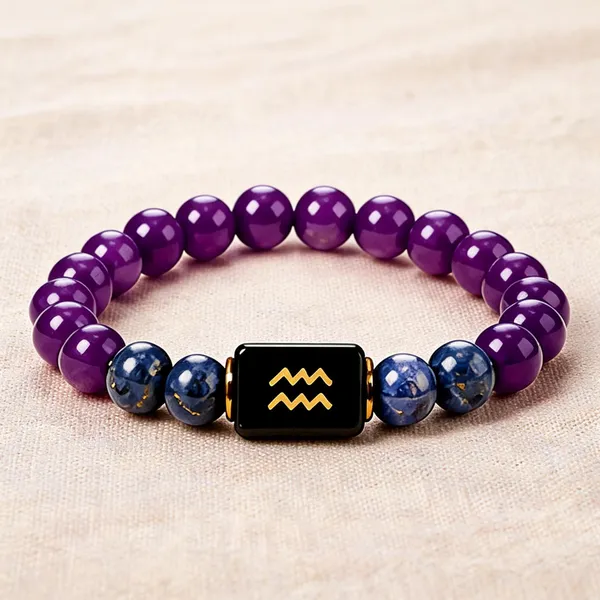 Purple_Blue_Beaded_Aquarius_Zodiac_Bracelet_For_Unisex