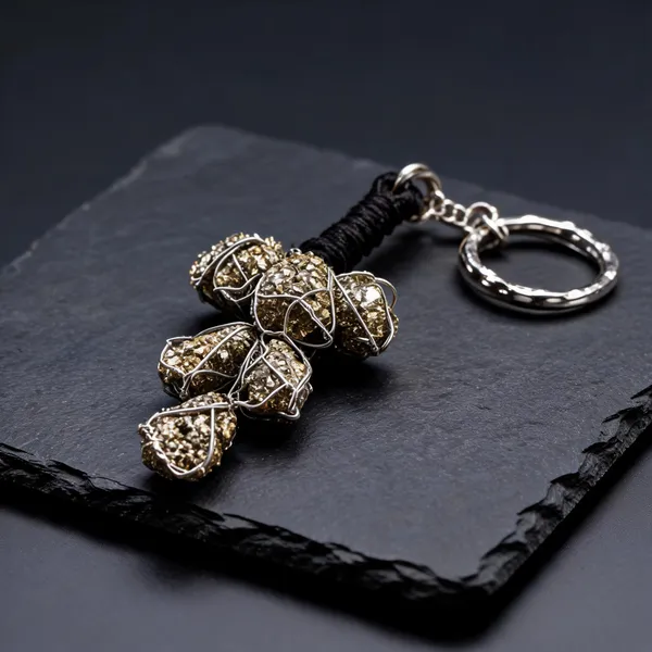 Golden_Pyrite_Wire_Wrapped_Key_Chain