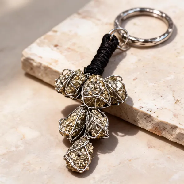 Golden_Pyrite_Wire_Wrapped_Key_Chain