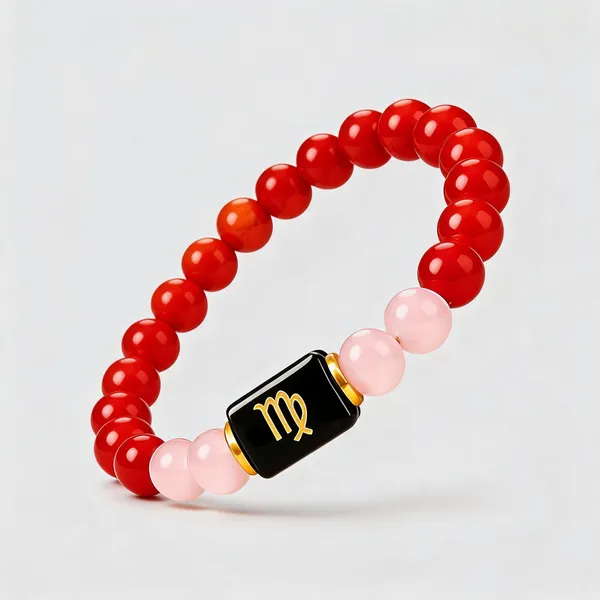 Red_Beaded_Virgo_Zodiac_Bracelet_For_Unisex