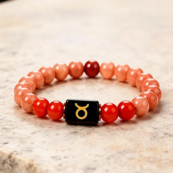 Red_Beaded_Taurus_Zodiac_Bracelet_For_Unisex