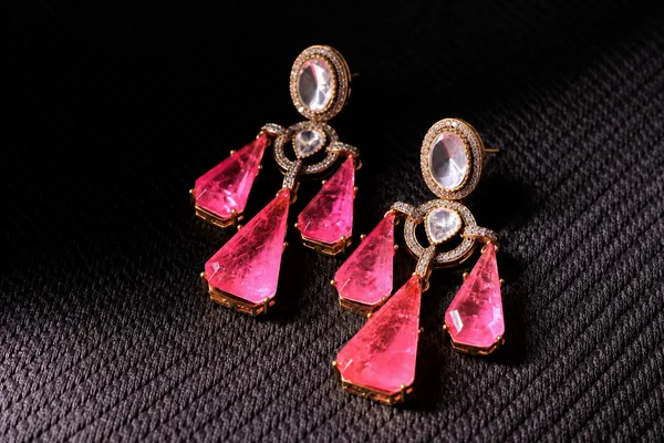 Rivsam_Roselle_Pink_Crystal_Statement_Drop_Earrings