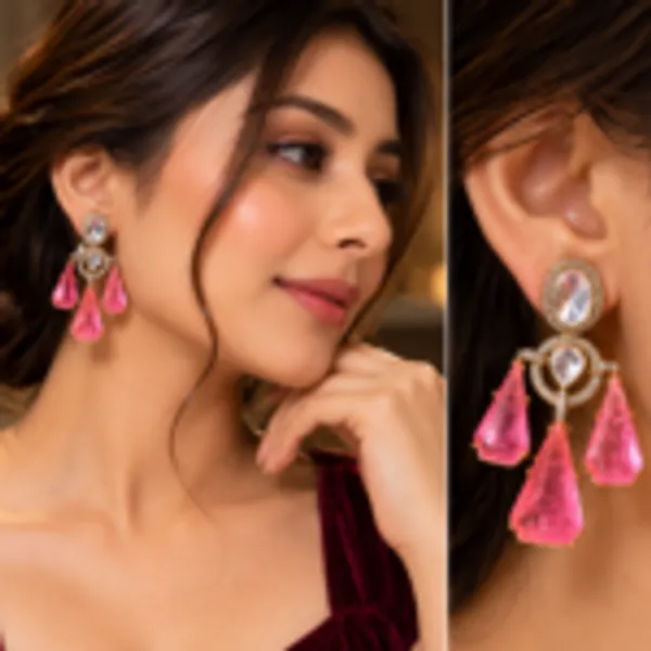Rivsam_Roselle_Pink_Crystal_Statement_Drop_Earrings