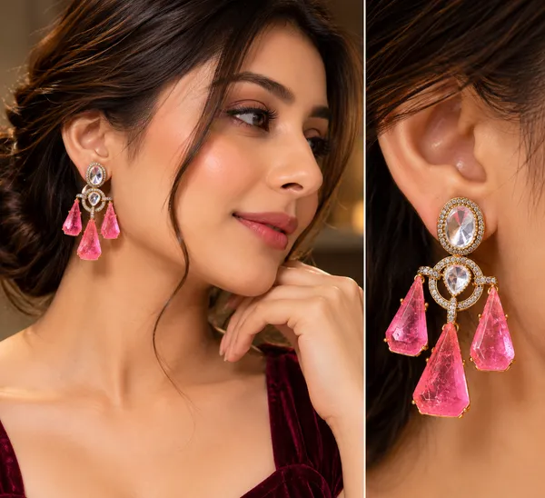 Rivsam_Roselle_Pink_Crystal_Statement_Drop_Earrings