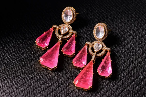 Rivsam_Roselle_Pink_Crystal_Statement_Drop_Earrings