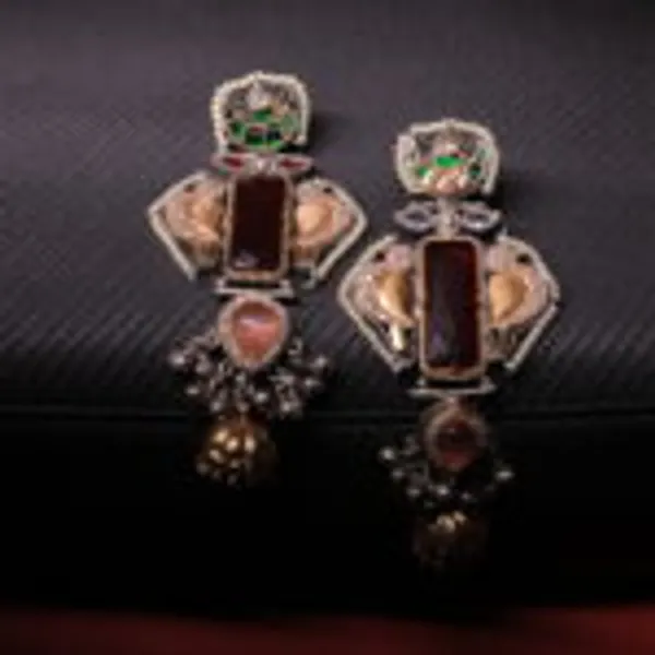 Rivsam_Mahira_Heritage_Maroon_Statement_Jhumka_Earrings
