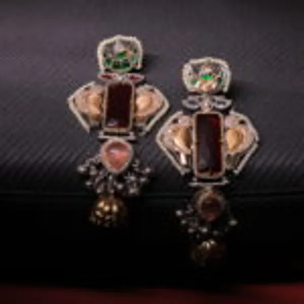 Rivsam_Mahira_Heritage_Maroon_Statement_Jhumka_Earrings