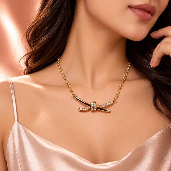 Rivsam_Golden_Crystal_Knot_Pendant_Necklace