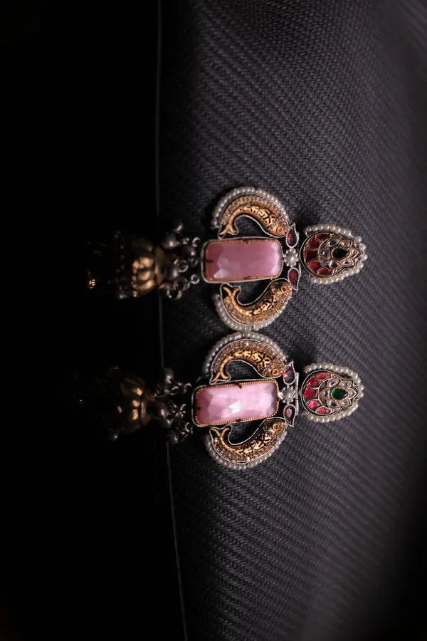 Rivsam_Rosea_Heritage_Pink_Statement_Earrings
